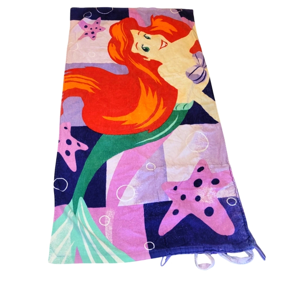 DISNEY STORE Little Mermaid Ariel Beach towel Folds in Attached Backpack